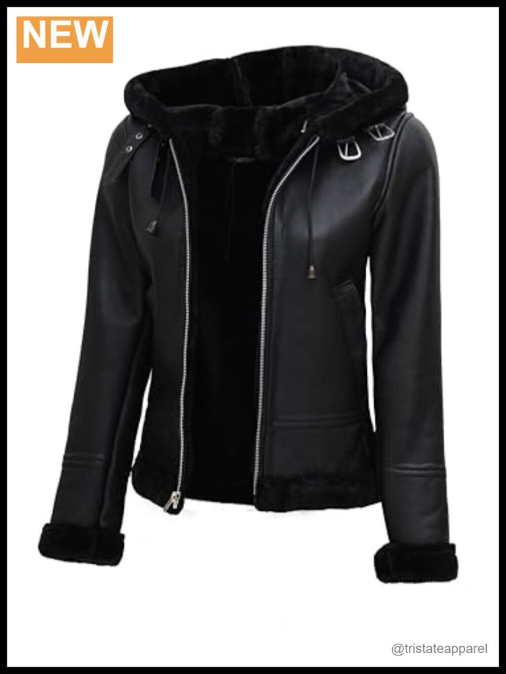 Real Lambskin Shearling Leather Aviator Jacket Women's Zip Up Moto Outerwear
